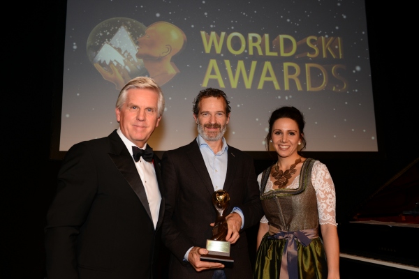 Collecting the award on behalf of Chalet Uberhaus, Lech 5020M
