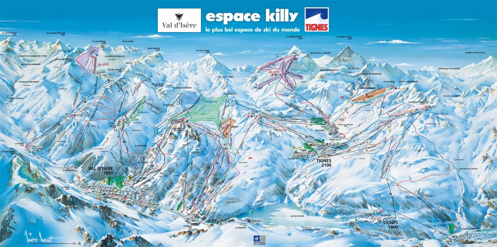 Espace Killy piste map, Val d'Isere piste map, Tignes piste map 