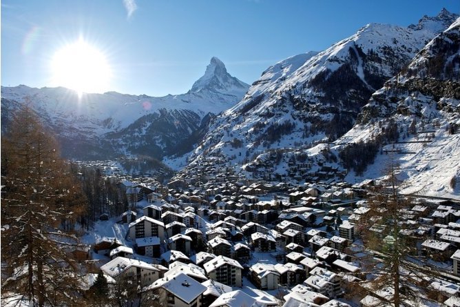 Zermatt Town Shot From Above