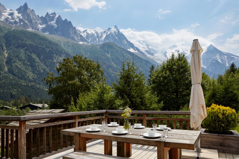 chalets with views, luxury chalets in chamonix with views, terrace views 