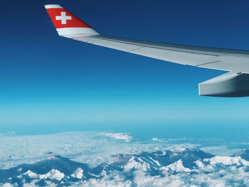 Travel to the Alps, flight to the Alps