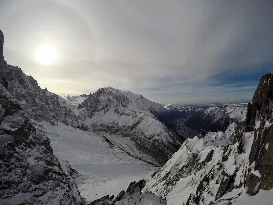 View over the Chamonix Valley from Les Grand Montets Highest ski area in the Chamonix Valley - Grands Montets ski area in Argentiere