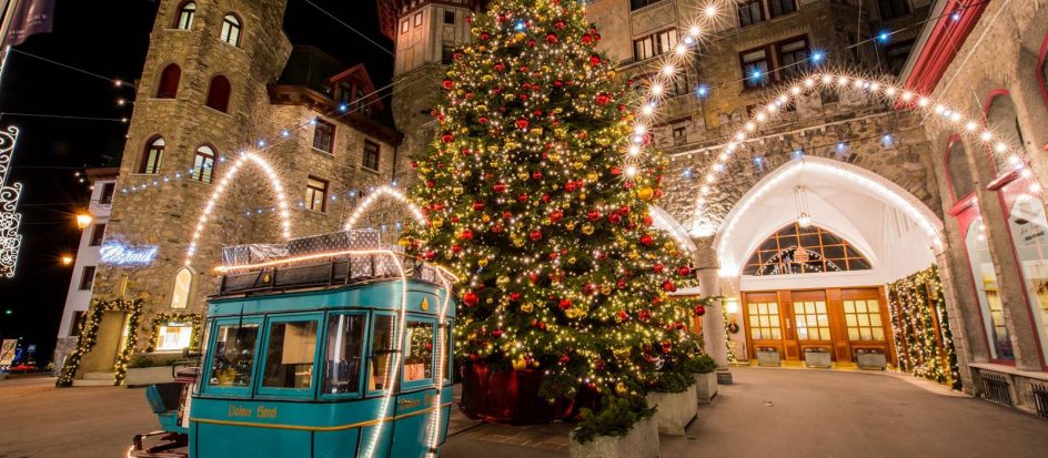 luxury ski resorts at Christmas, St Moritz at Christmas, Christmas in St Moritz