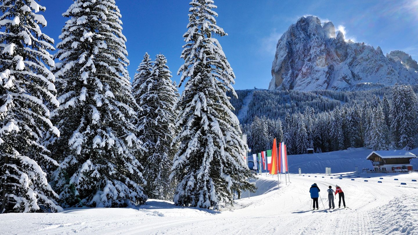 cross-country skiing, selva val gardena, cross-country ski trails 