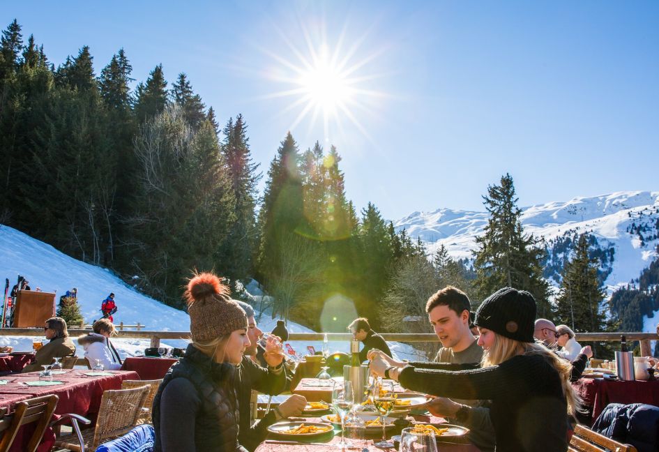 Staying in one of our best luxury self catered chalets in France provides the opportunity to eat out at a number of mountain restaurants, including mountain terraces on sunny ski days!