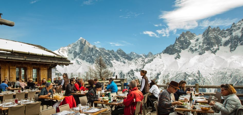 Skiing to Lunch in Chamonix