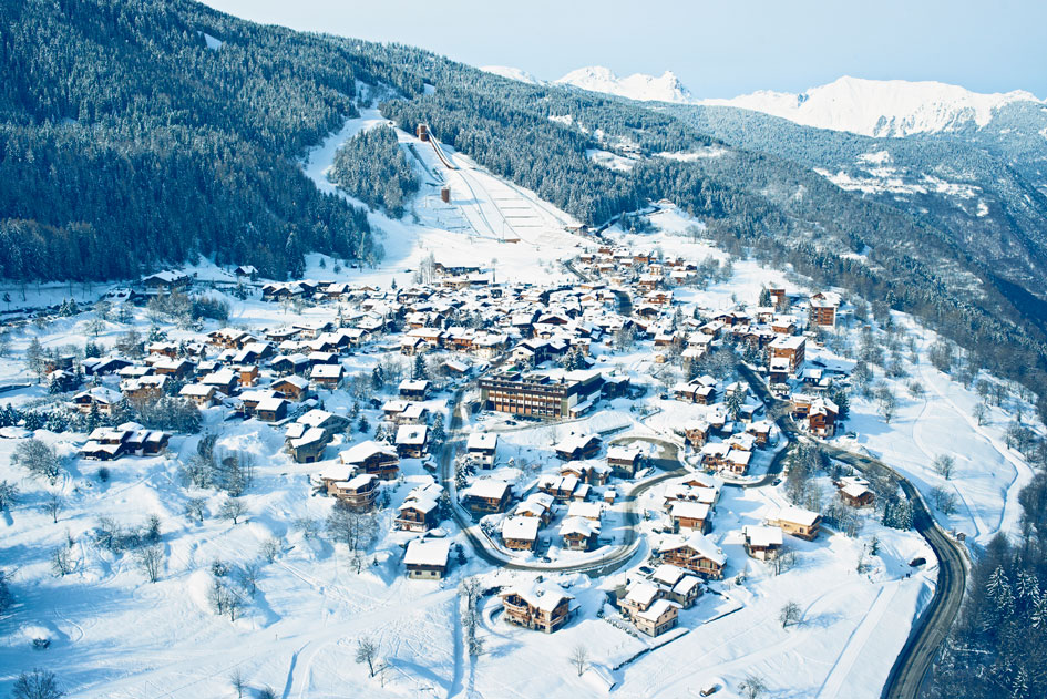 Courchevel Le Praz, David Andre Drone shot of Courchevel Le Praz, the first of the 5 villages on our guide to Courchevel.