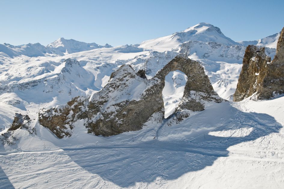 Aiguille Percée, an iconic mountain sight in Tignes