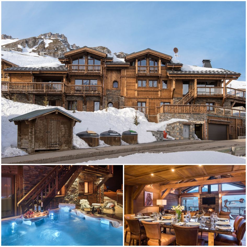 Chalet Opale Ambre, Tignes best catered ski chalets, luxury chalets with outdoor hot tubs, luxury chalet with hot tub