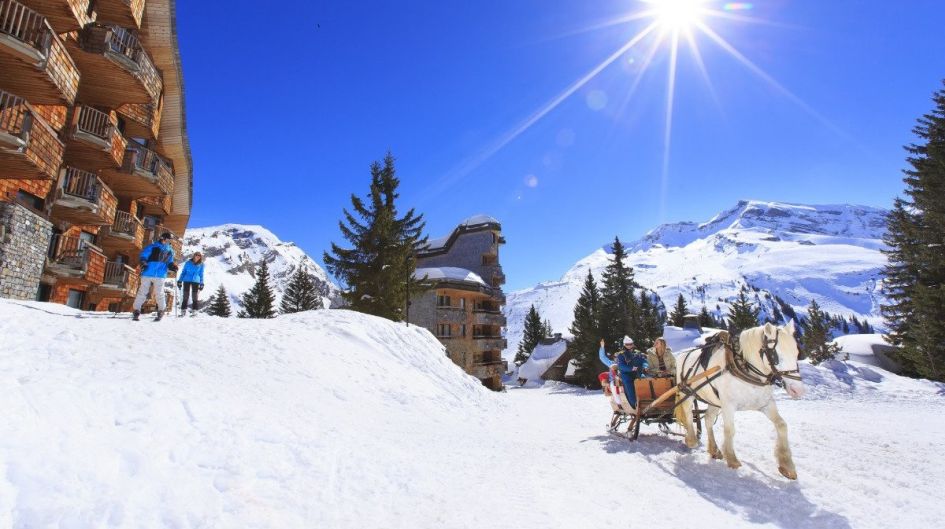 Horse and Sleigh Avoriaz, Ski In Ski Out, First family Ski Trip, Avoriaz Ski Resort, Sunny Mountain Holiday 