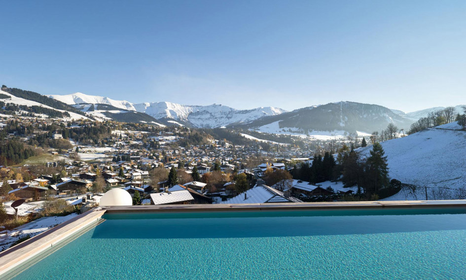 luxury chalet, swimming pool, pool with a view, Megeve