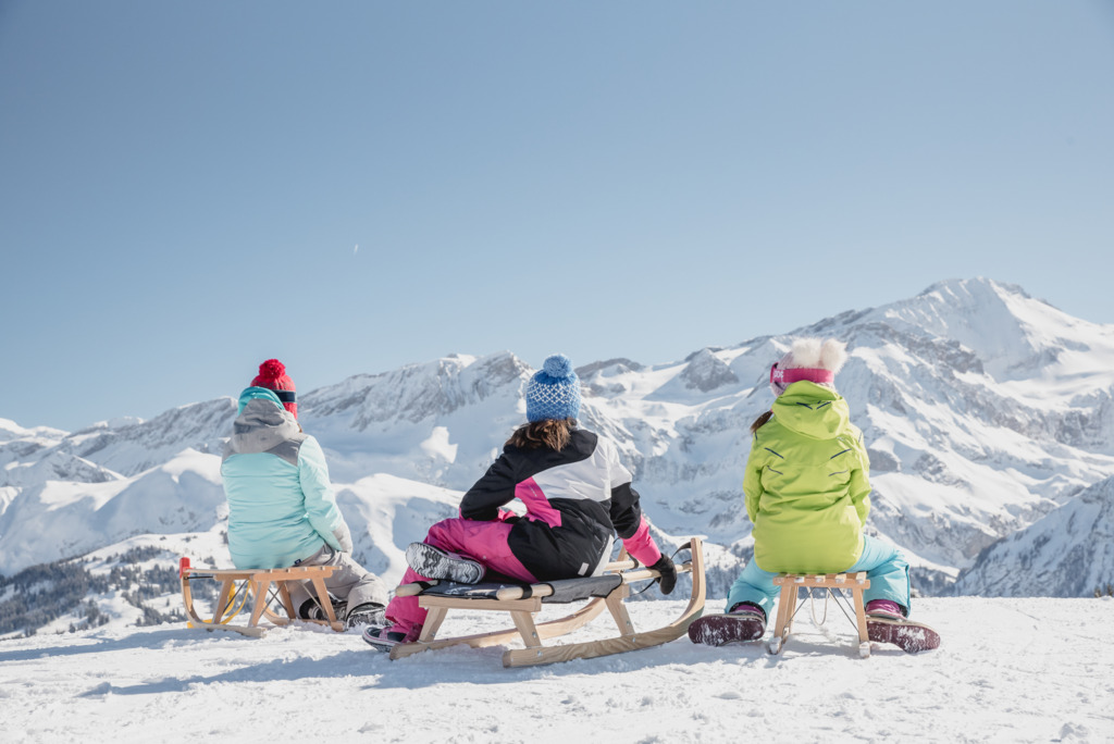 sledging in the alps, sledging in the mountains, snow sledging, sledging with the kids, mountain holidays, luxury mountain holidays 