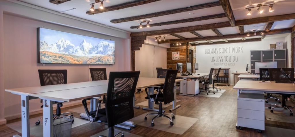 work in the Alps, communal office in Verbier, Verbier coworking space, work from home in the mountains, office space in Verbier, business lounge Verbier