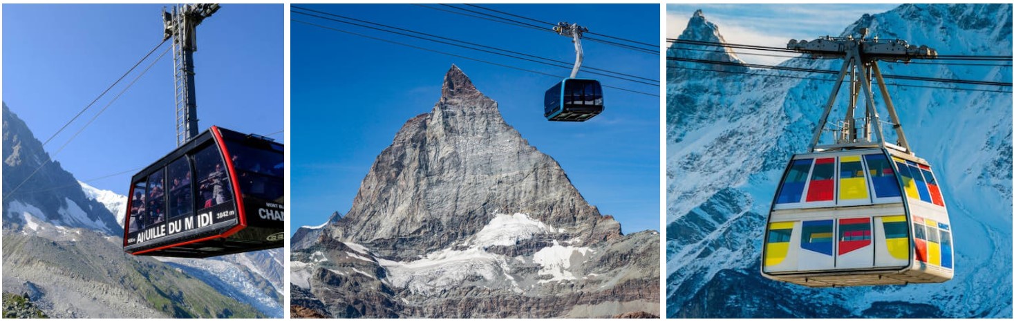 Gondolas in the Alps. Best Ski Lifts in The Alps. Ski Gondola Chamonix. New Ski Gondolas.