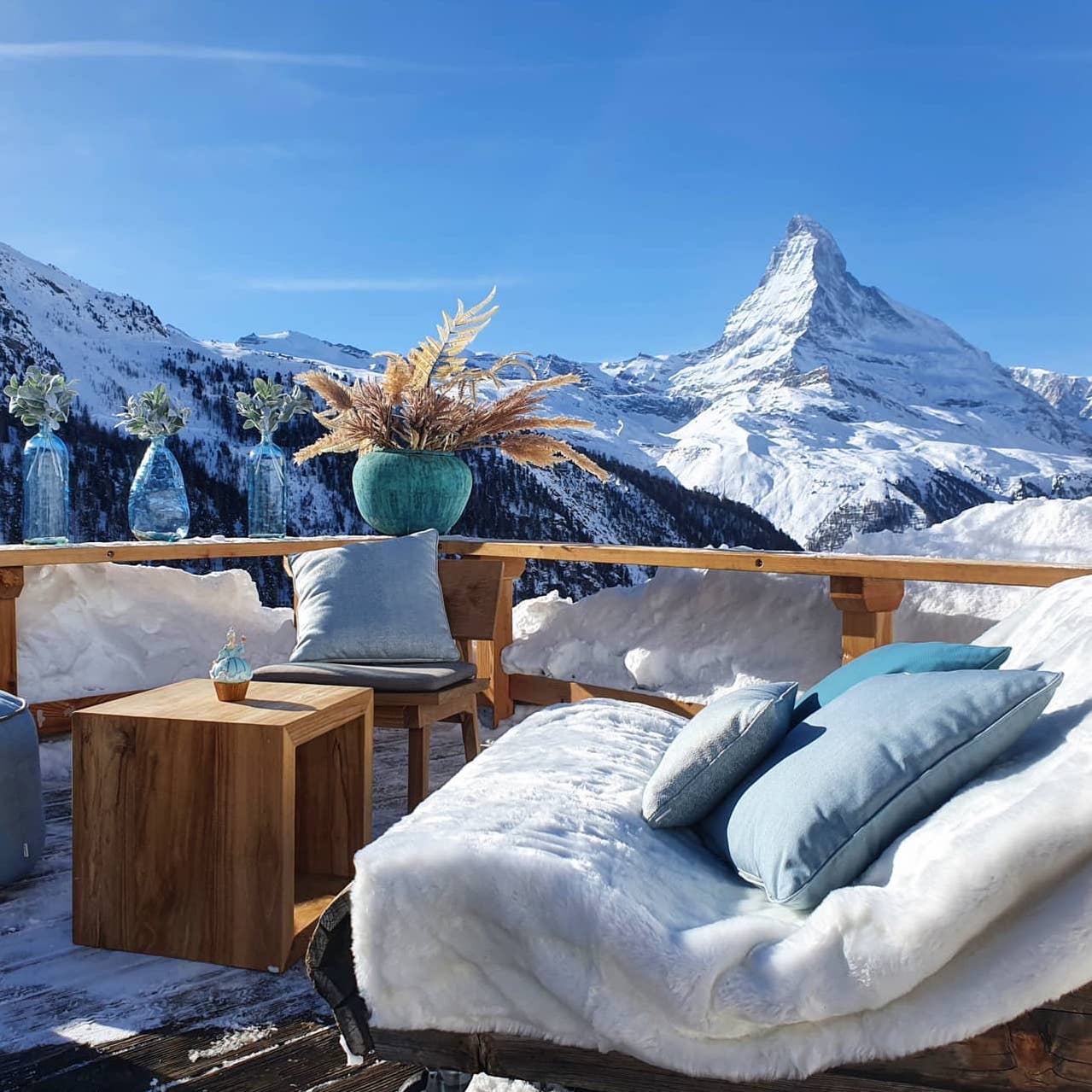 Paradise in Zermatt, offering stunning views of the Matterhorn from the terrace, whilst you indulge in their extensive menu.