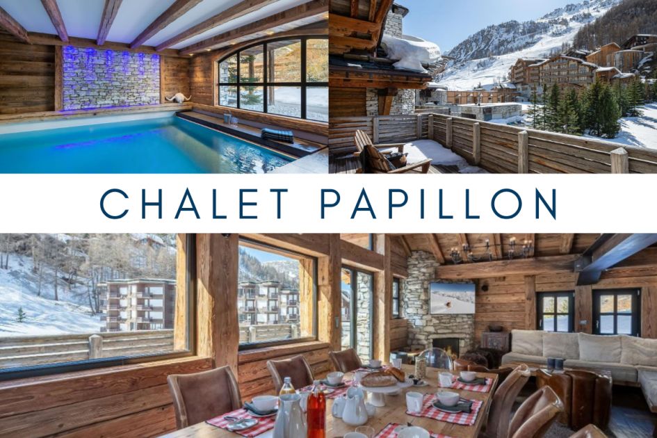 Chalet Papillon, Val d'Isere luxury ski chalet, Chalet Papillon Val d'Isere, luxury chalets with swimming pool, luxury bed and breakfast chalet in Val d'Isere, Top 5 Luxury Bed and Breakfast Chalets in Val d'Isere