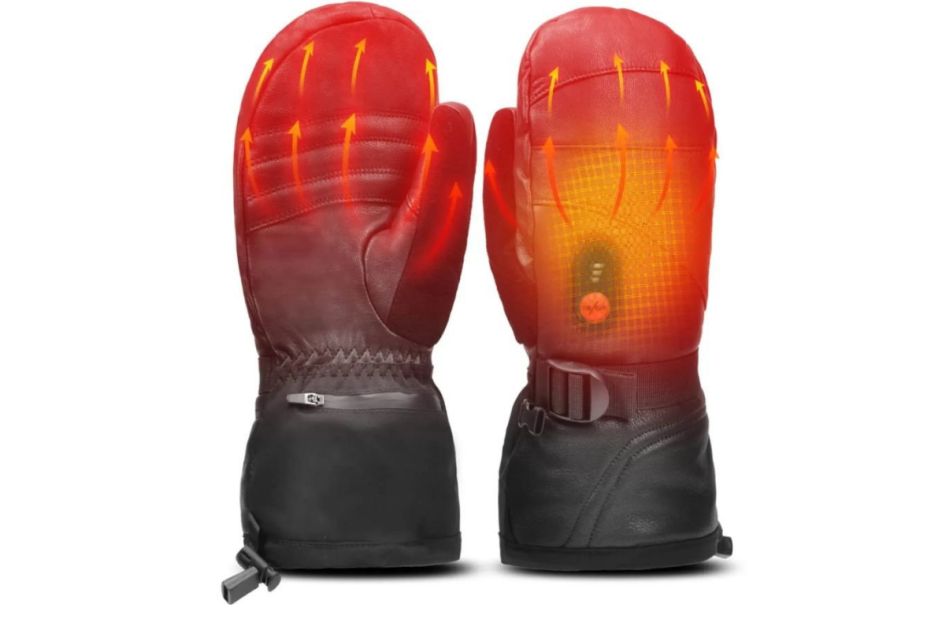 heated ski gloves, heated ski mittens, ski gloves, warm ski gloves, goat skin ski gloves, leather ski mittens