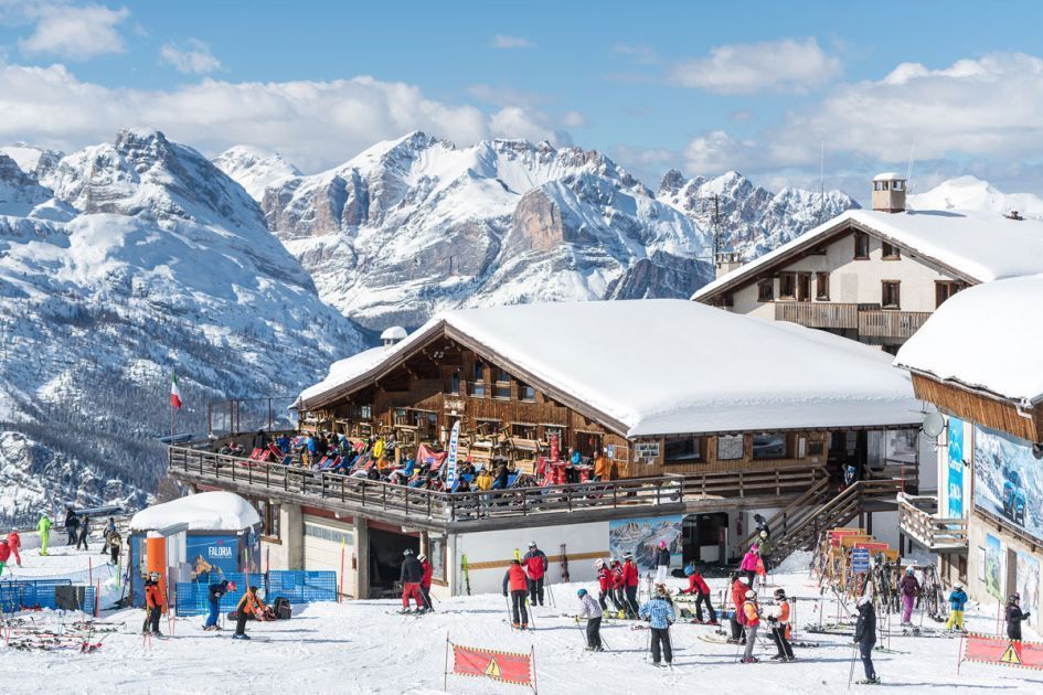 Ski area in Cortina. Skiing in Cortina. 