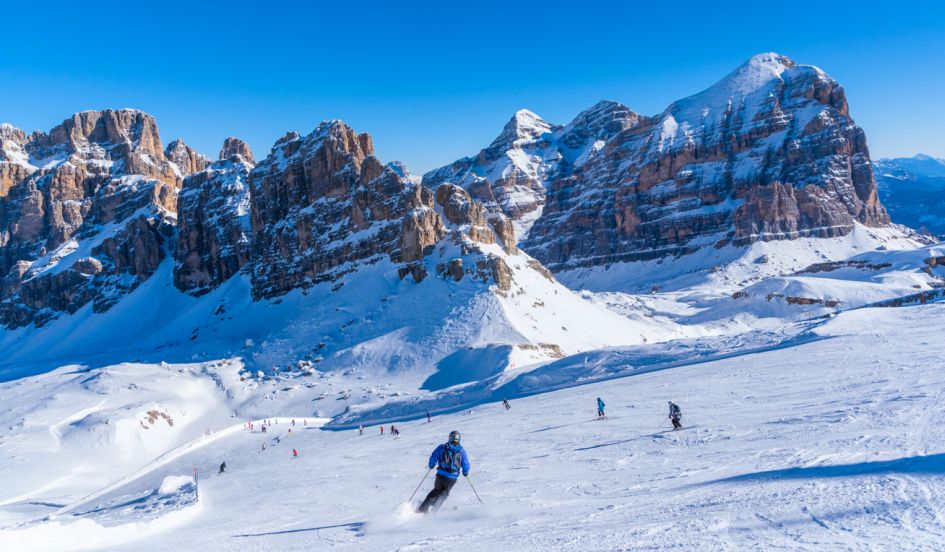 Skiing in Cortina. Ski area in Cortina. 