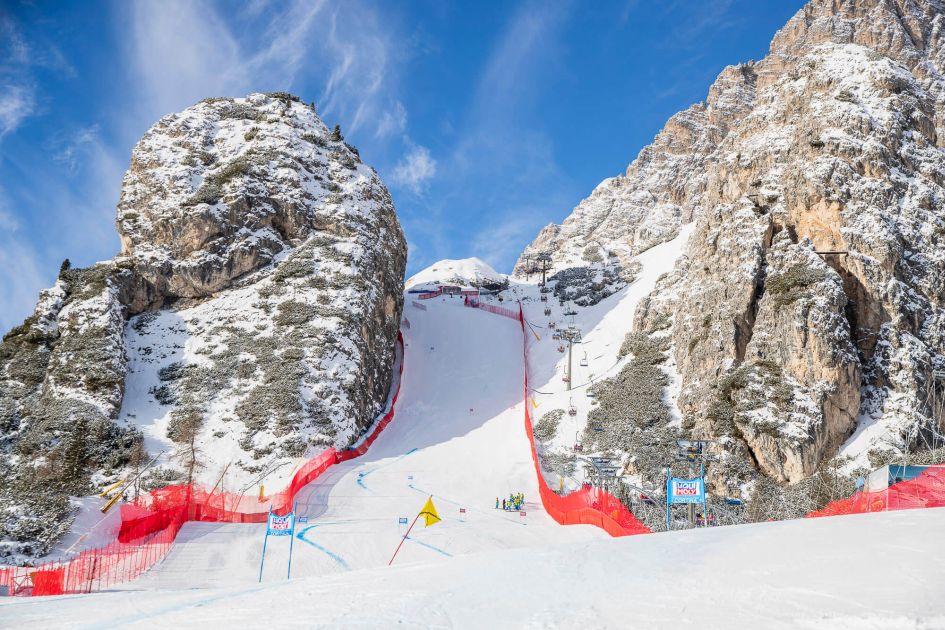 Cortina 2021: Olympia Delle Tofane. Credit: FIS Alpine World Ski Championships Cortina Cortina ski area. Skiing in Cortina