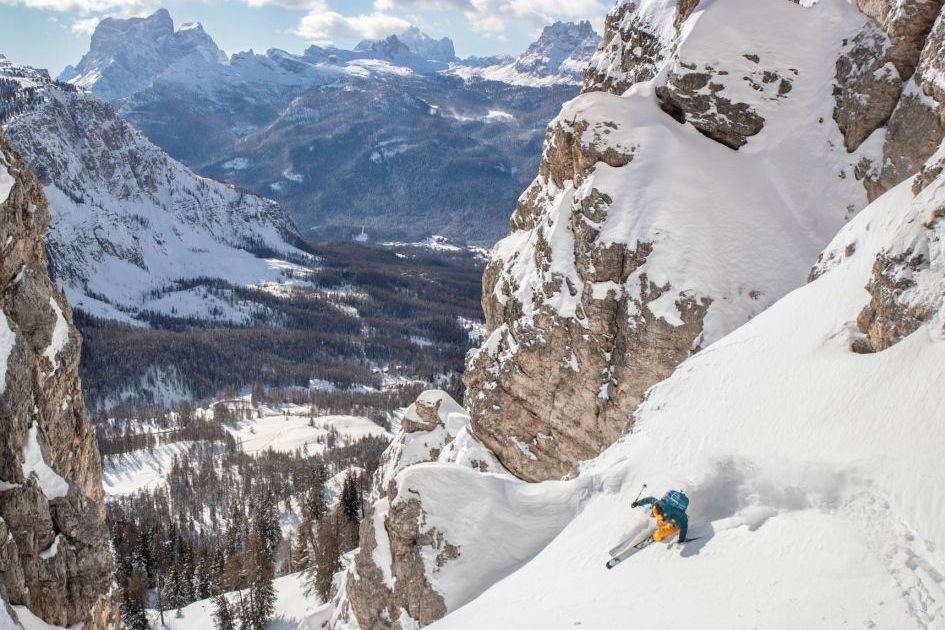 Freeskiing. Credit: Cortina Tourism Office Ski mountaineering and freeriding in Cortina