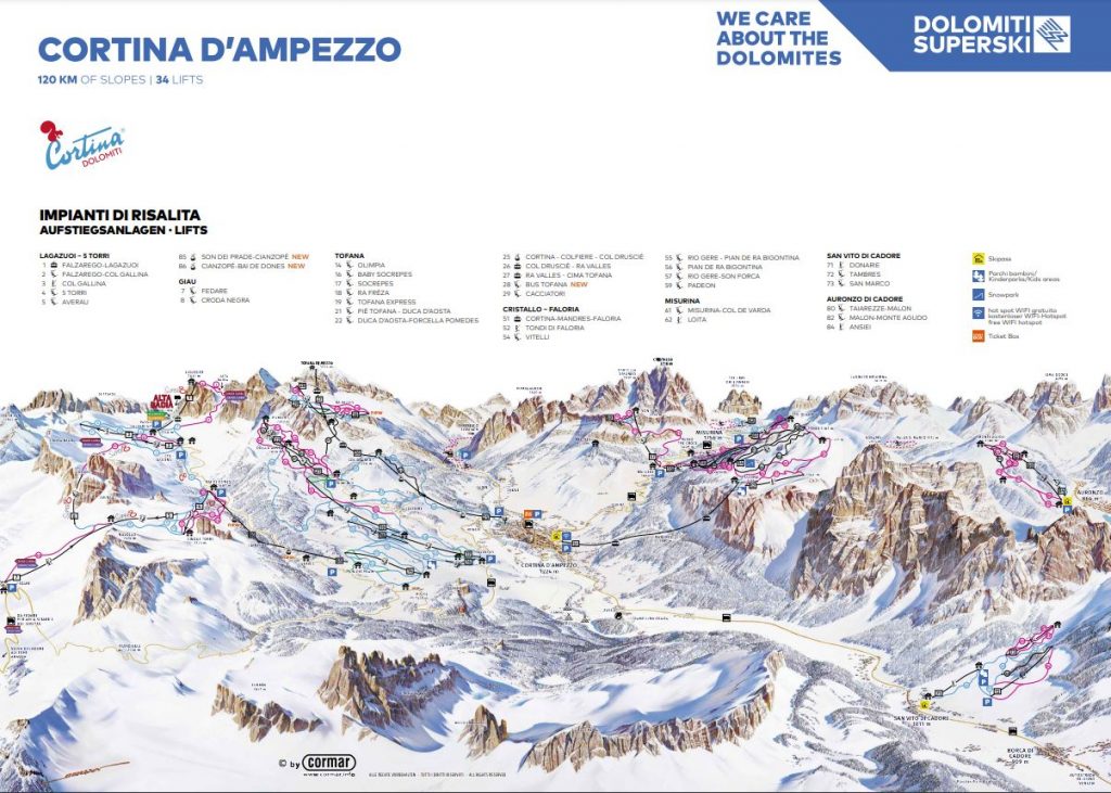 Cortina resort map, Cortina piste map