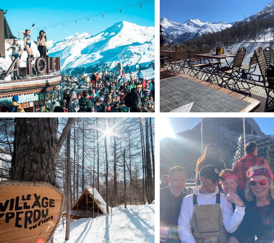 La Folie Douce and Le Village Perdu. Credits: Office du Tourisme Val d'Isère. Lunch at Le Trifollet and drinking rosé at Rosée. Credits: Ollie Rickard. La Daille activities, La Folie Douce, Le Village Perdu, La Rosée Blanche, Le Trifollet