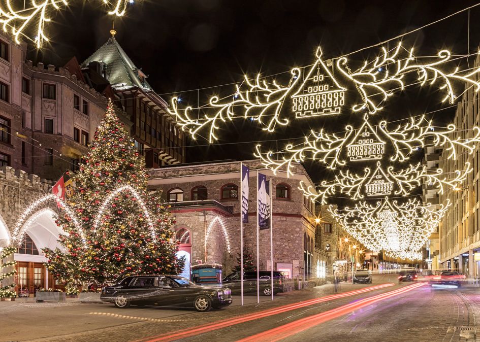 Badrutt's Palace in St Moritz at Christmas. Best ski resorts to spend Christmas. Christmas in the Alps