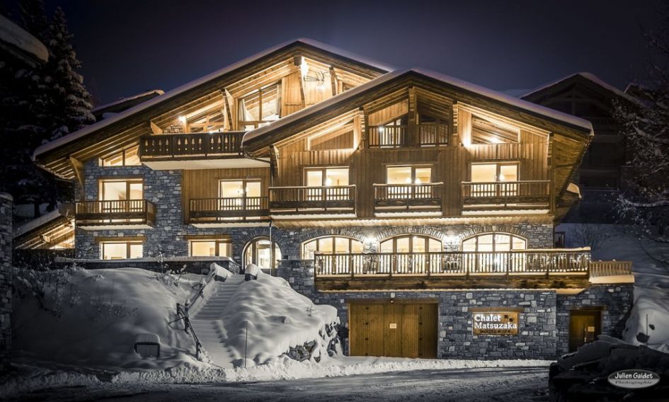 Chalet Matsuzaka, La Rosière. The exterior shot of the luxury chalet/hotel in La Rosière.