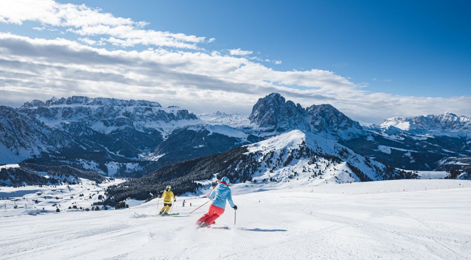 Skiing in Val Gardena, voted the best ski resort in Italy at the World Ski Awards.