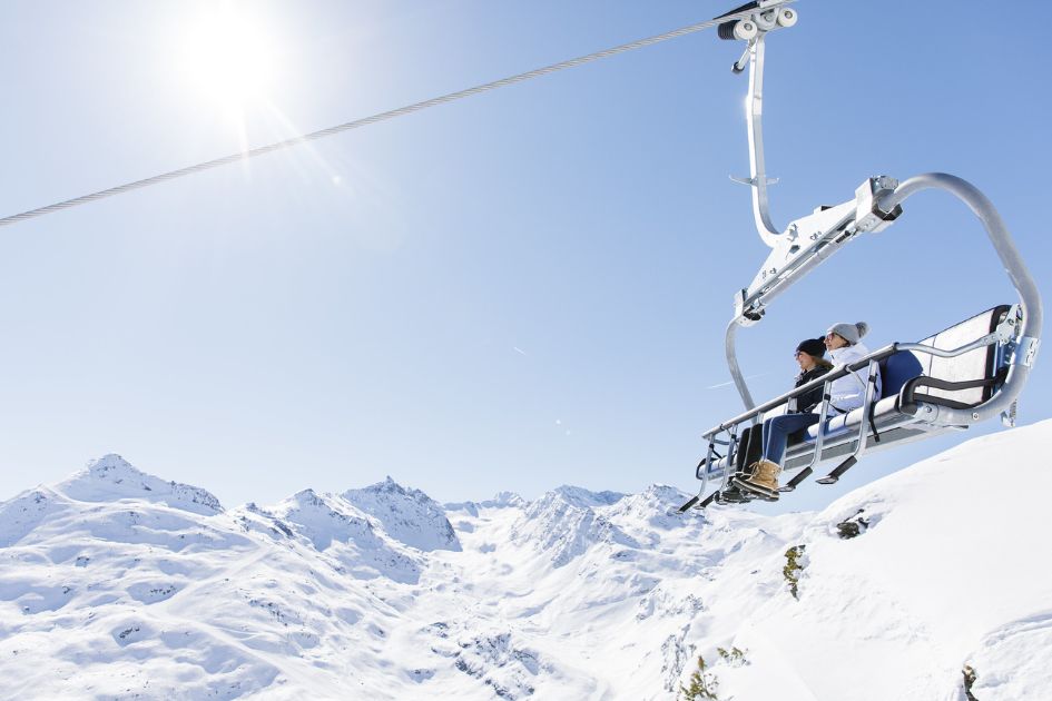 Méribel Village benefits from easy access to the main Méribel ski area and further access to the Three Valleys. In this picture, two ladies can be seen enjoying the journey on one of Méribel's chairlifts!