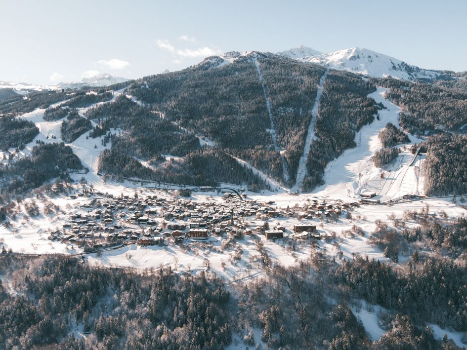 Courchevel Le Praz, Credit: Courchevel Tourisme Courchevel Le Praz between the tree-lined pistes in the heart of the Three Valleys