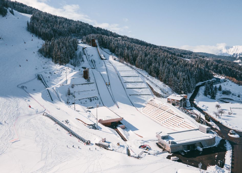 The Ski Jump Alpinium Building in Courchevel Le Praz. Credit: Courchevel Tourisme Alpinium building and ski jump in Courchevel Le Praz