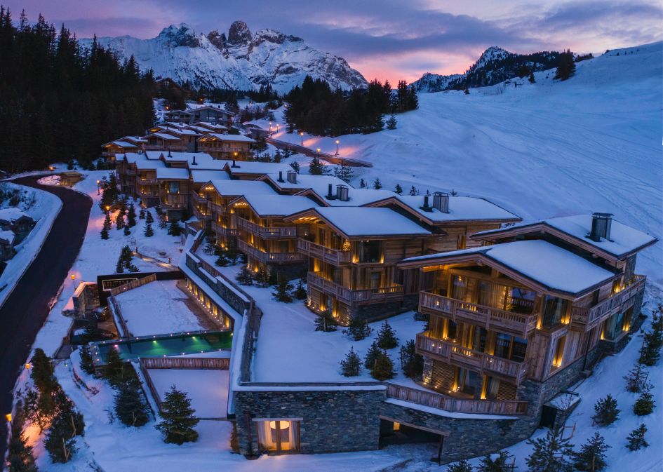 Ultima 4BR Courchevel, a complex of luxury ski in ski out chalets in Courchevel Moriond, on the Belvédère slope.