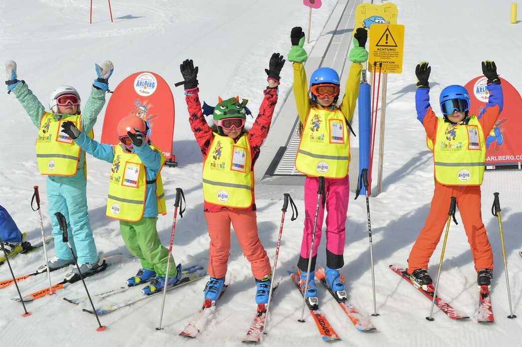 Kid's enjoying their half-term ski holiday in St. Anton with the local ski school.