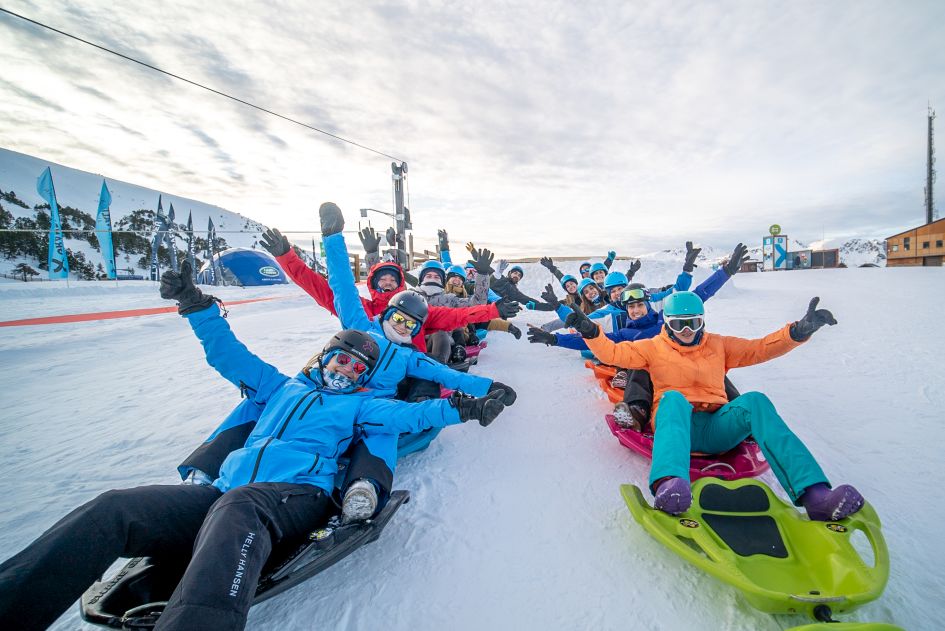 The snake gliss, one of a number of non-skiing activities on Soledu on the mountain.