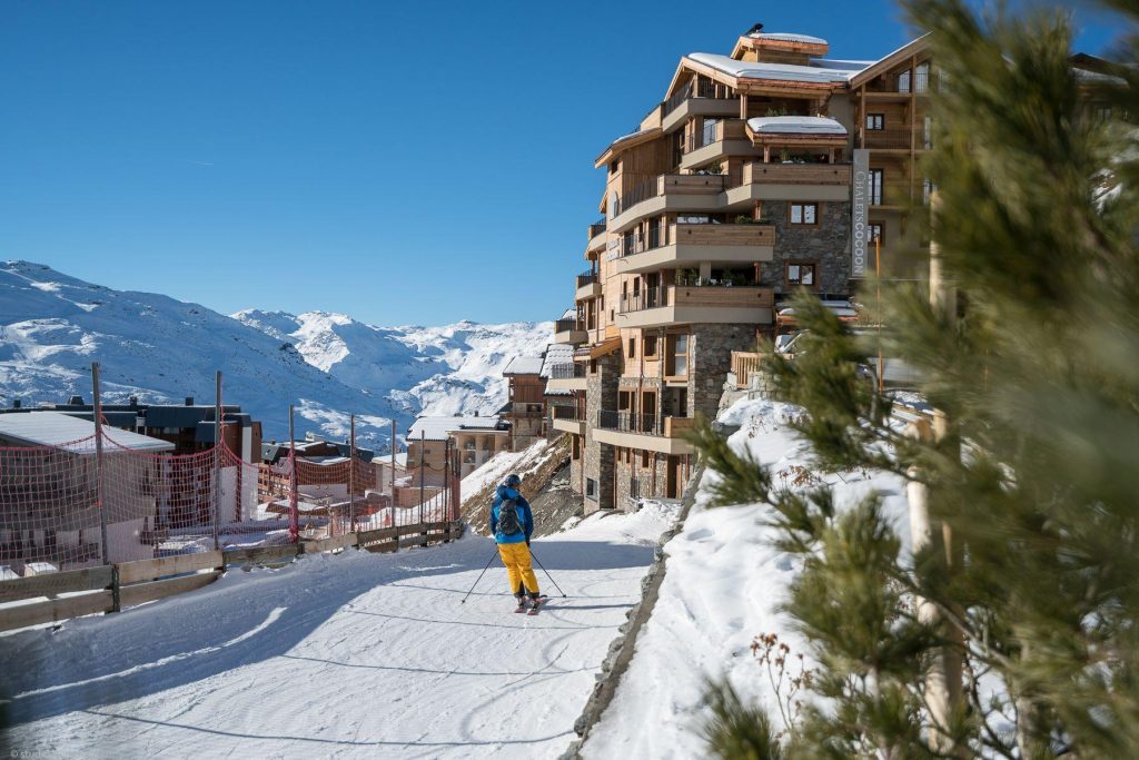 Exterior of Cocoon Residence, showing ski-in/ski-out location in Val Thorens.