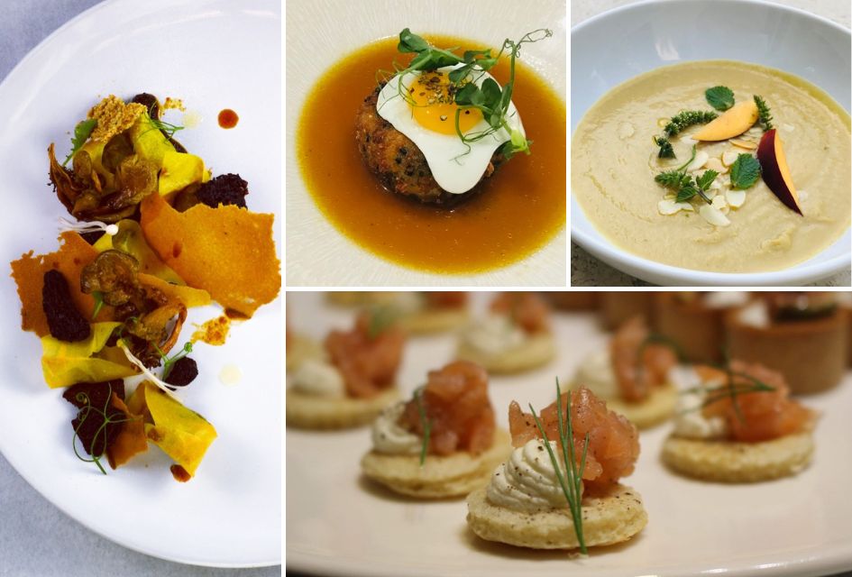 Collage of dishes served at Chalet Artemis