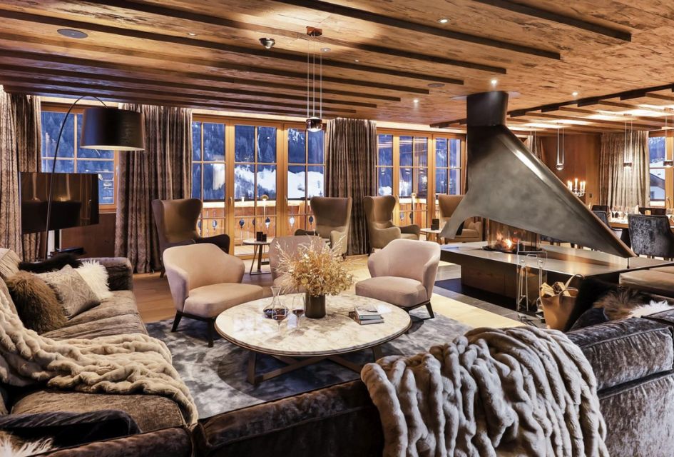 Chalet Lena, St Anton Chalet Lena's stylish living room, worthy of naming it as one of the best chalets in St Anton, which is also a great resort for advanced level skiing.