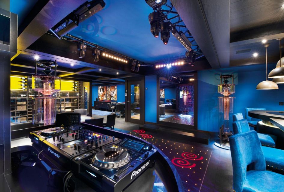Chalet Petit Palais, Courchevel 1850 Private nightclub and basement bar with a dancefloor and poker table.