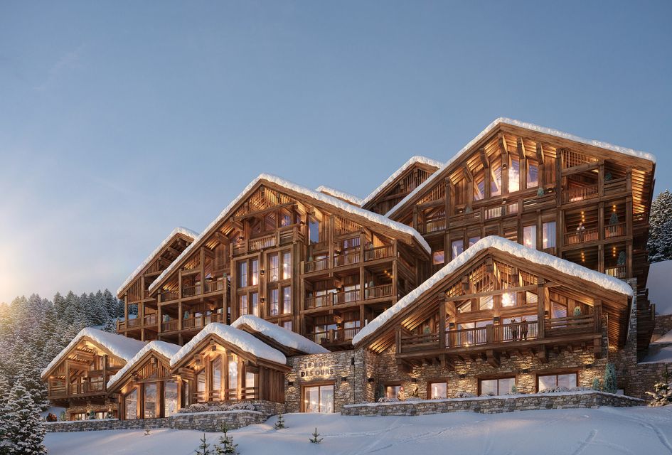 Apartment Champlain, Méribel CGI render of Apartment Champlain exterior. This new property has some incredible features inside to make it one of our top luxury ski apartments in Méribel