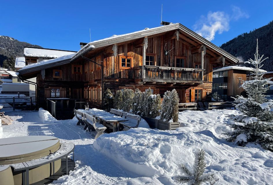Ski-in, ski-out chalet and outdor hot tub in Chalet Tschoder, St Anton, Austria